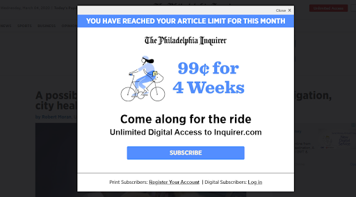Metered paywall as way to increase subscription revenue